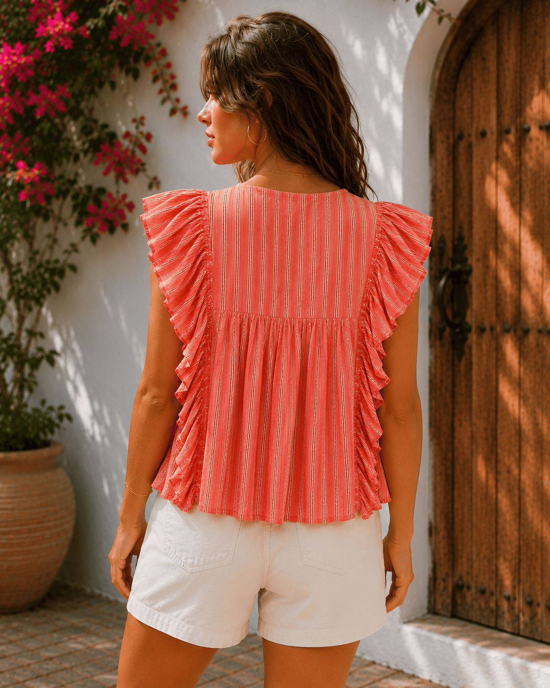 Frill detailed cotton blouse
