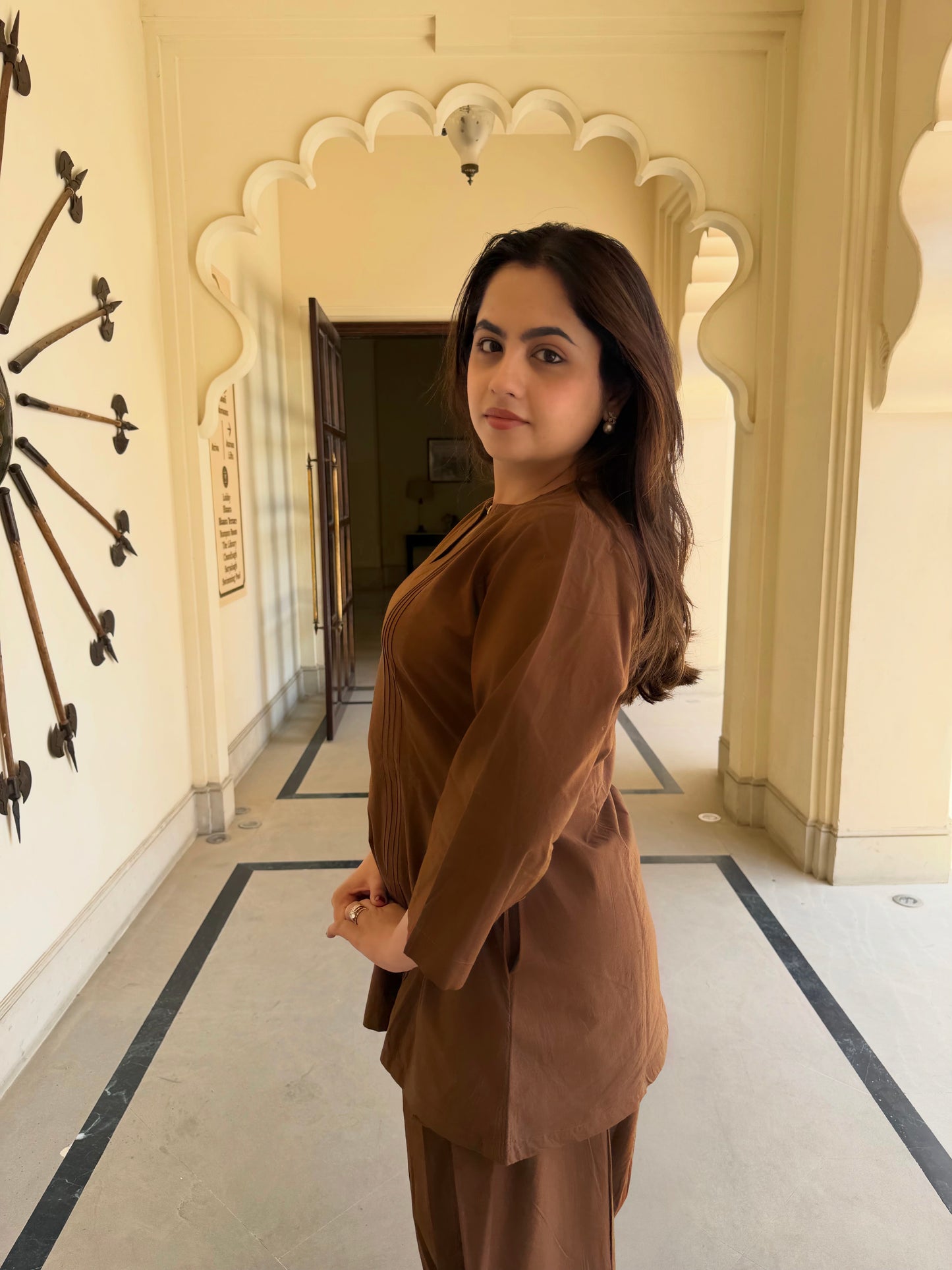 Espresso Brown Farsi Salwar Set With Pockets