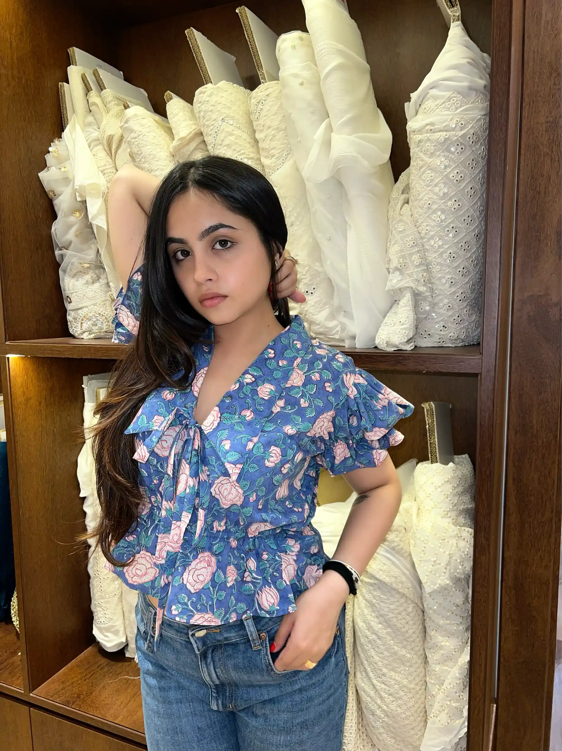 Blue Balloon Sleeve Top – Label Kay