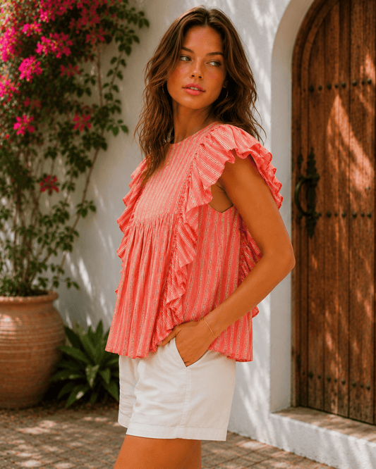 Frill detailed cotton blouse