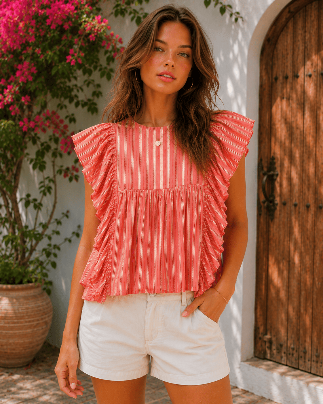 Frill detailed cotton blouse