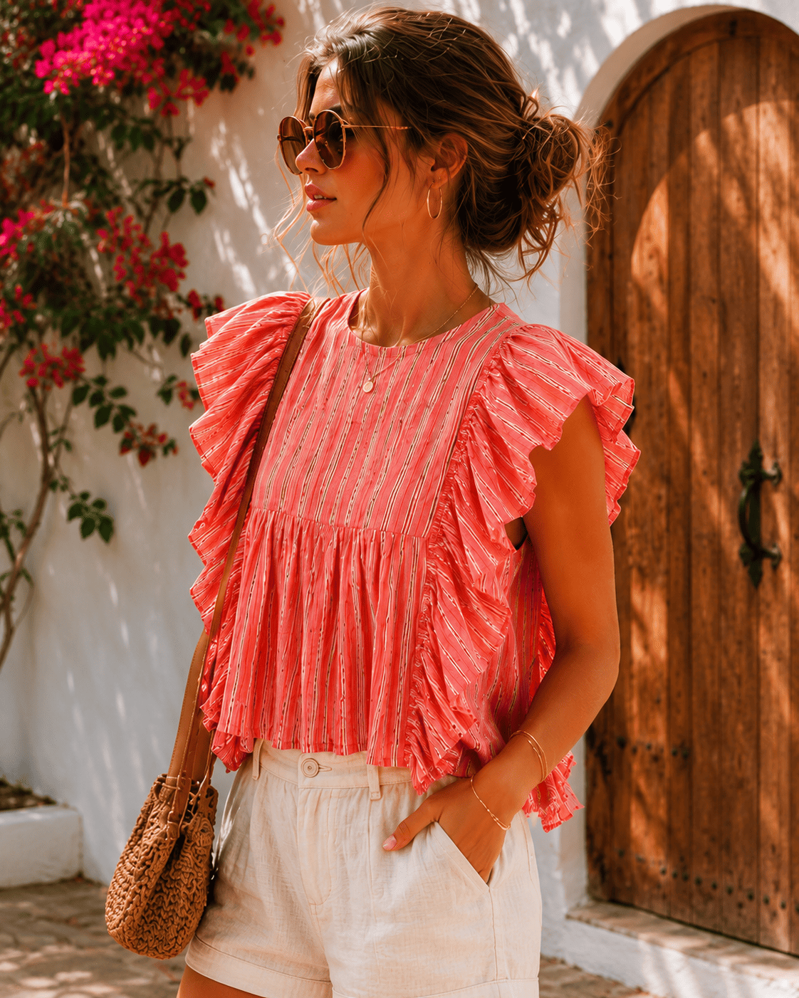 Frill detailed cotton blouse