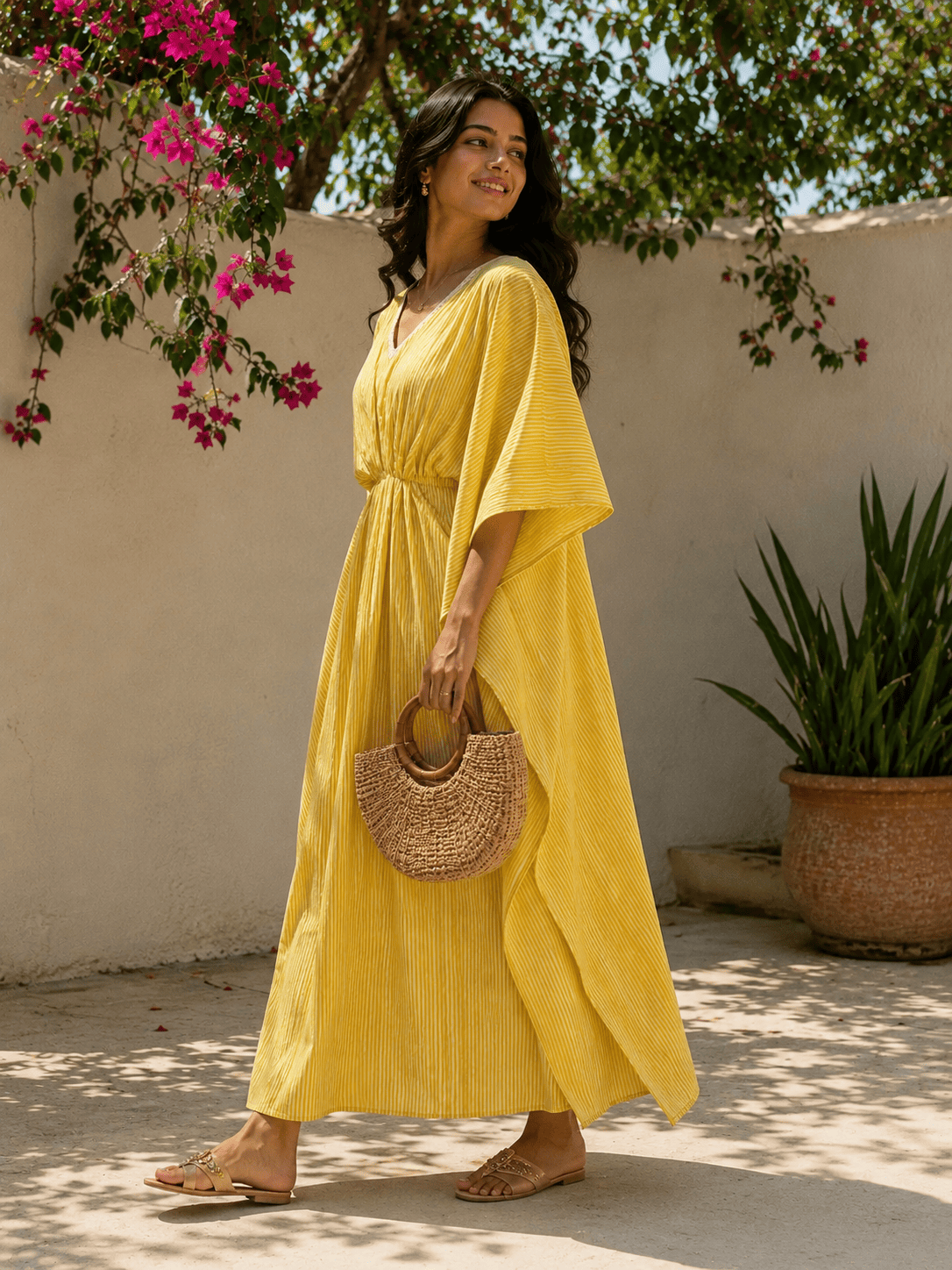 V-neck kaftan dress