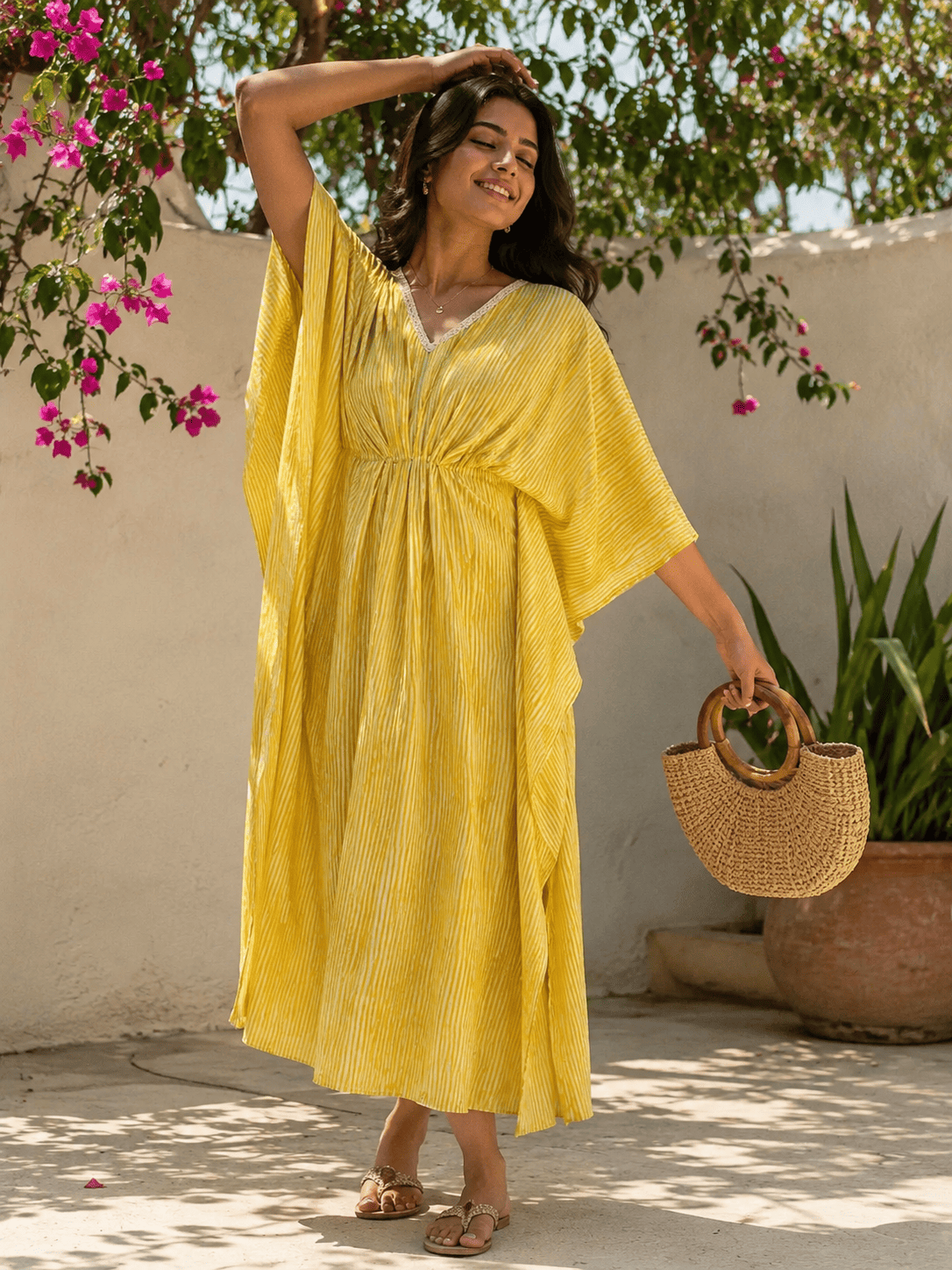 V-neck kaftan dress